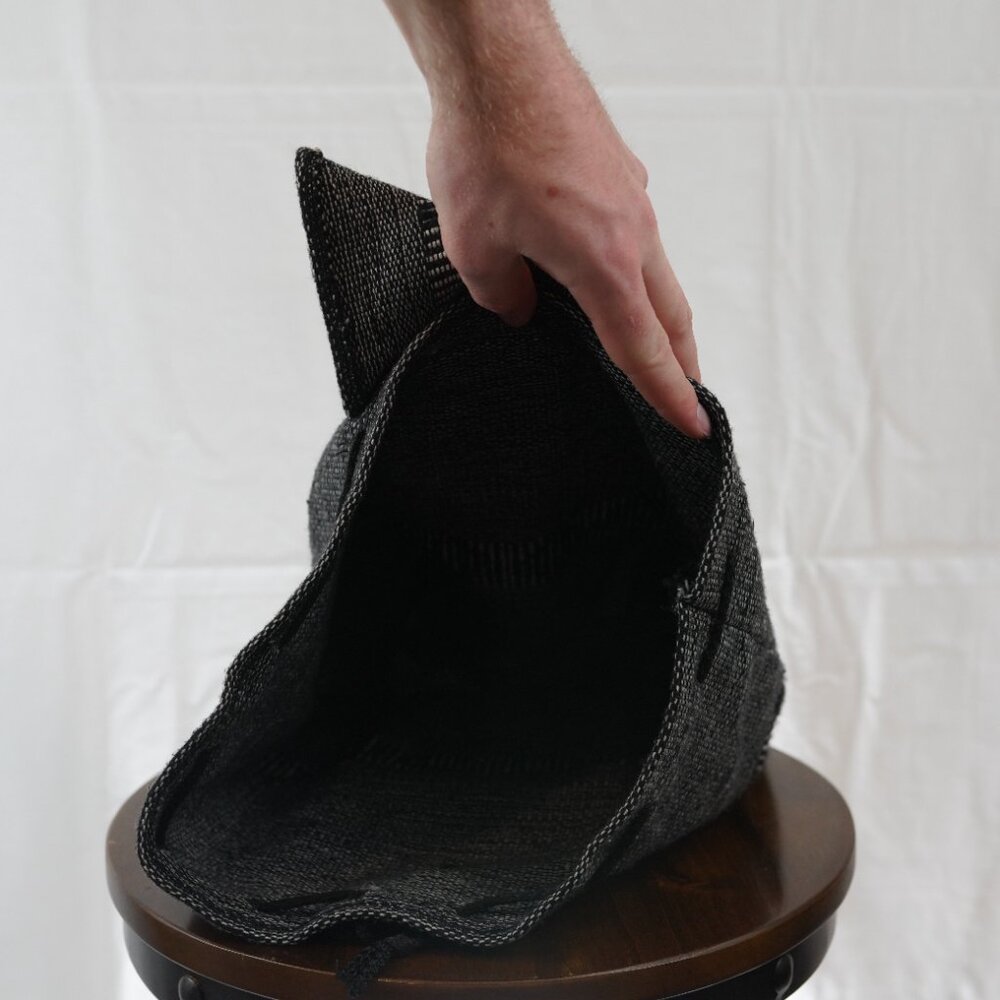 Black Woven Backpack With Geometric Pattern - image 8